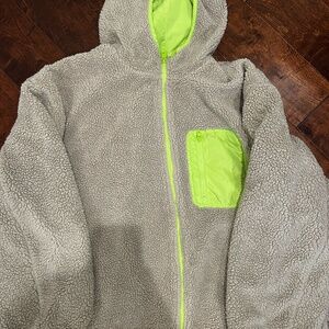 Nordstrom BP Jacket Womens Beige Green Faux Shearling